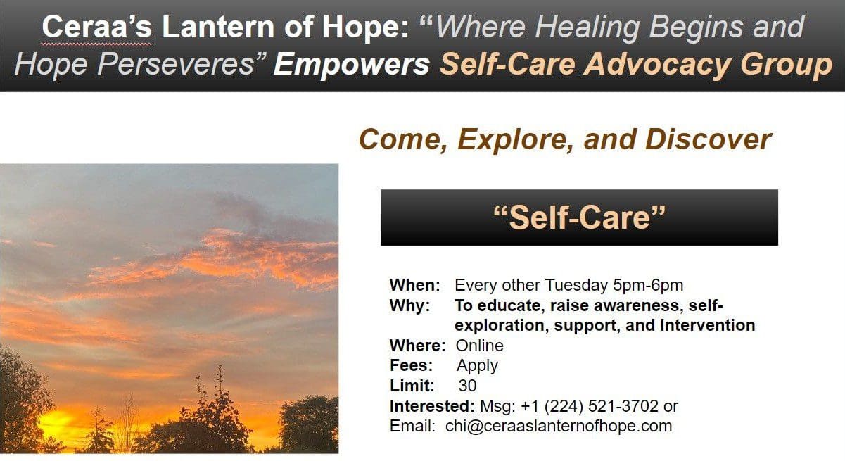 A flyer for the " self-care " event.